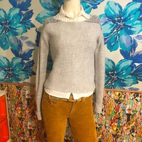 Armani Exchange Wool Blend Ribbed Sequined Scoop Neck Sweater XS - Picture 2 of 8